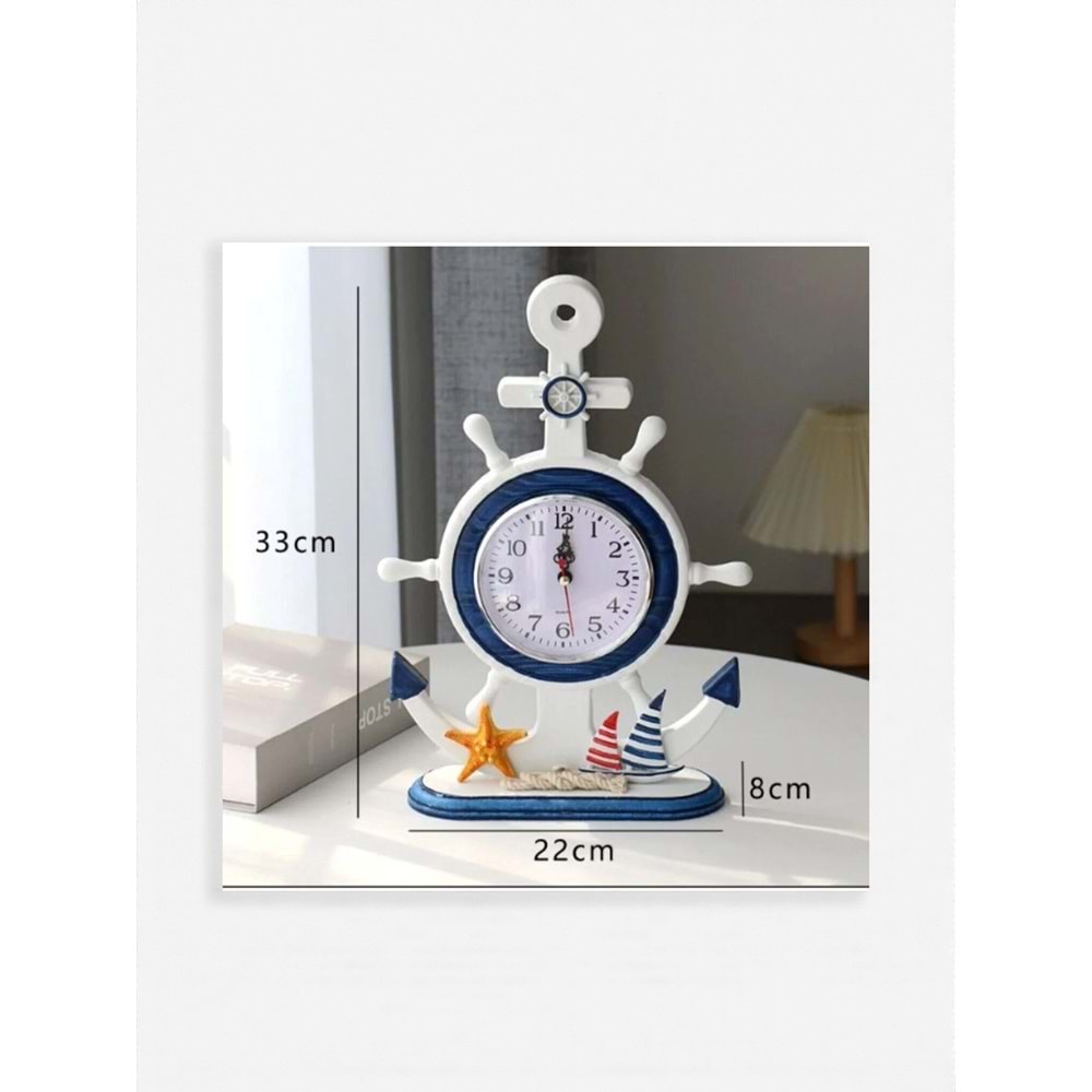 Akdeniz Tarzı Dikey Ahşap Masa Saati