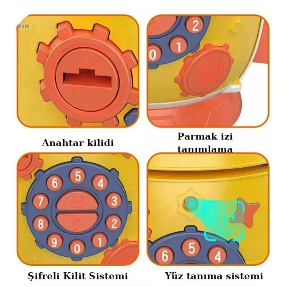 Şifreli, Göz Tanıma,Parmak İzi ve Anahtar Özellikli Roket Tasarımlı Kumbara