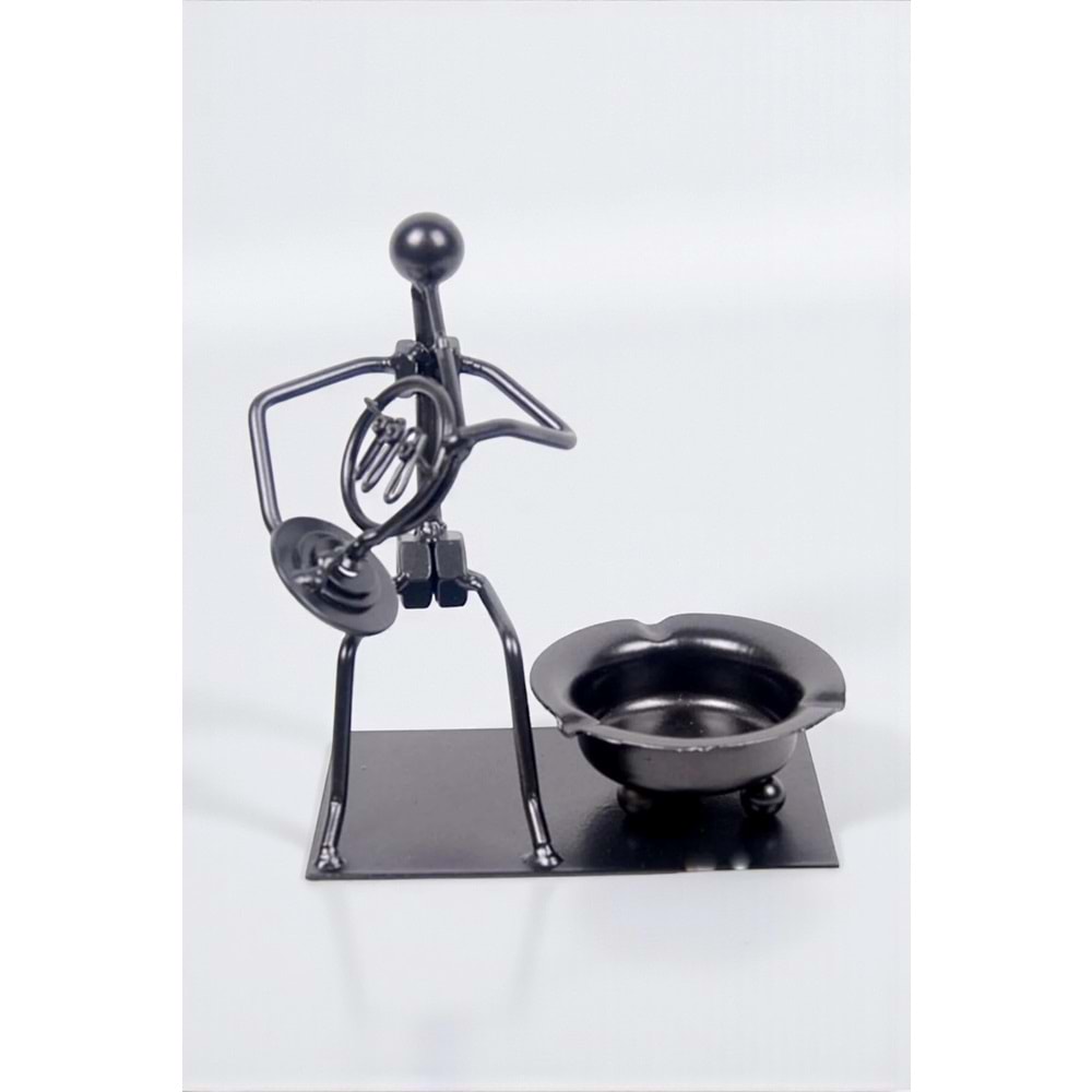 Müzisyen Vintage Dekoratif Metal Vida Somun Tasarım Kül Tablası 16 X 13 cm