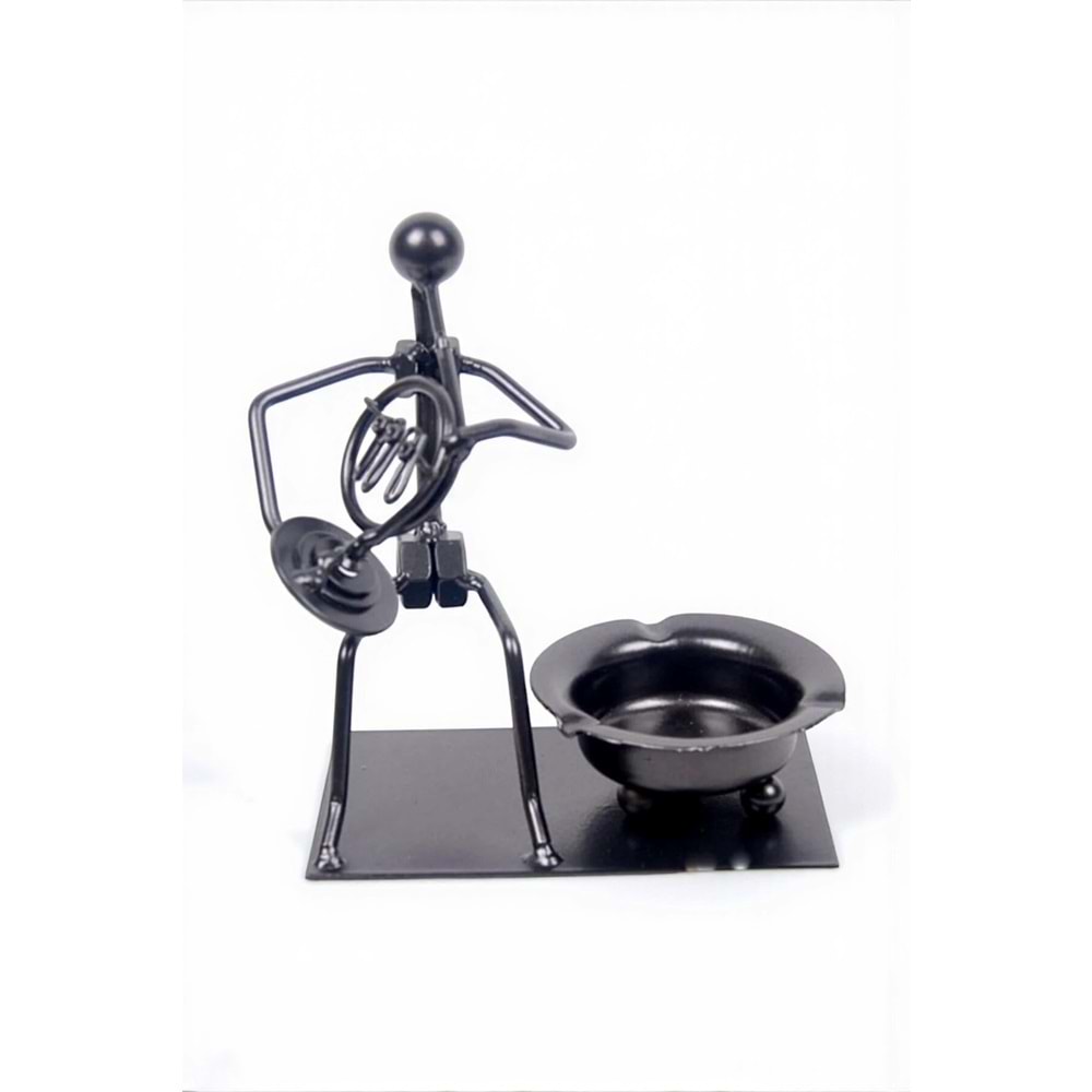 Müzisyen Vintage Dekoratif Metal Vida Somun Tasarım Kül Tablası 16 X 13 cm