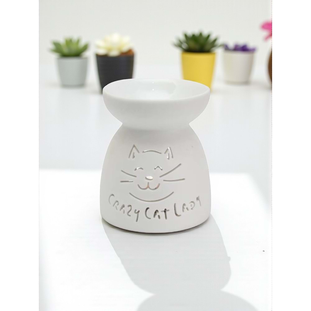 Seramik Tatlı Kedi Tasarımlı Buhurdanlık