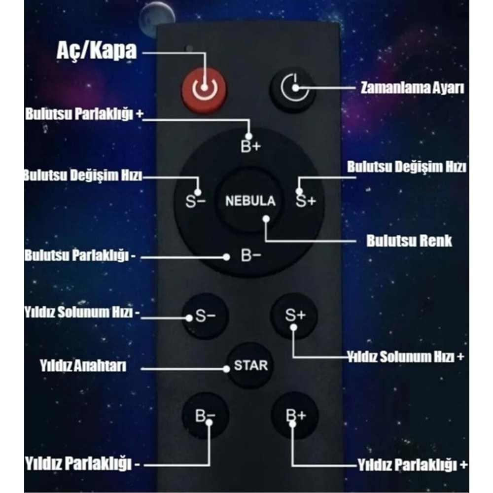 Astronot Projektör Gece Masa Lambası Galaxy Gökyüzü Star Projeksiyon Kumandalı Samanyolu Aydınlatma