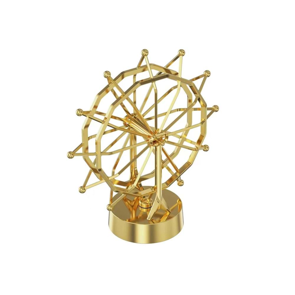 Altın Renk Dönme Dolap Dekoratif Aksesuar – USB Pilli Masaüstü Süs (24x20 cm)