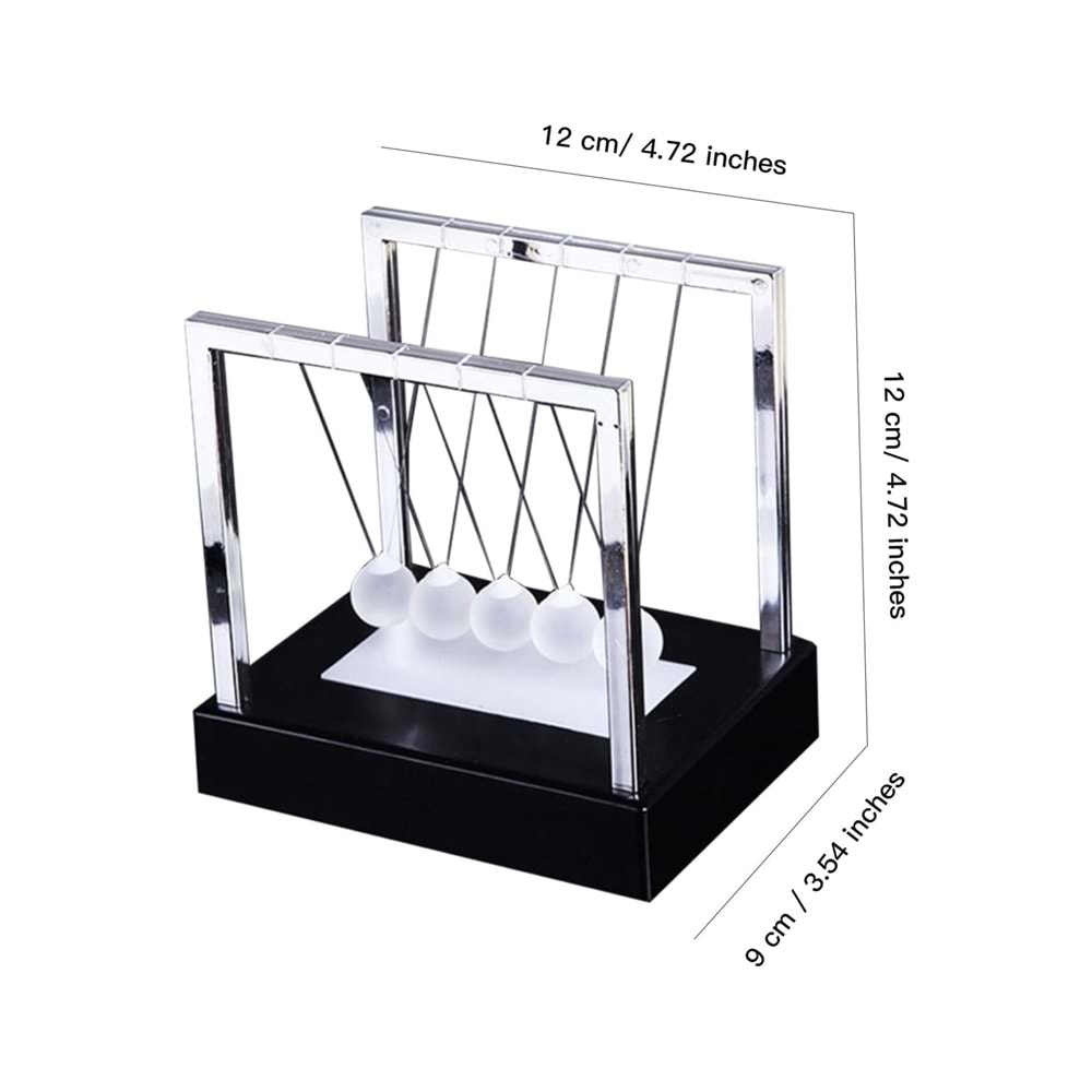 LED Işıklı Newton Beşiği – Renkli Şeffaf Denge Topları, Pilli Masaüstü Dekoratif Aksesuar