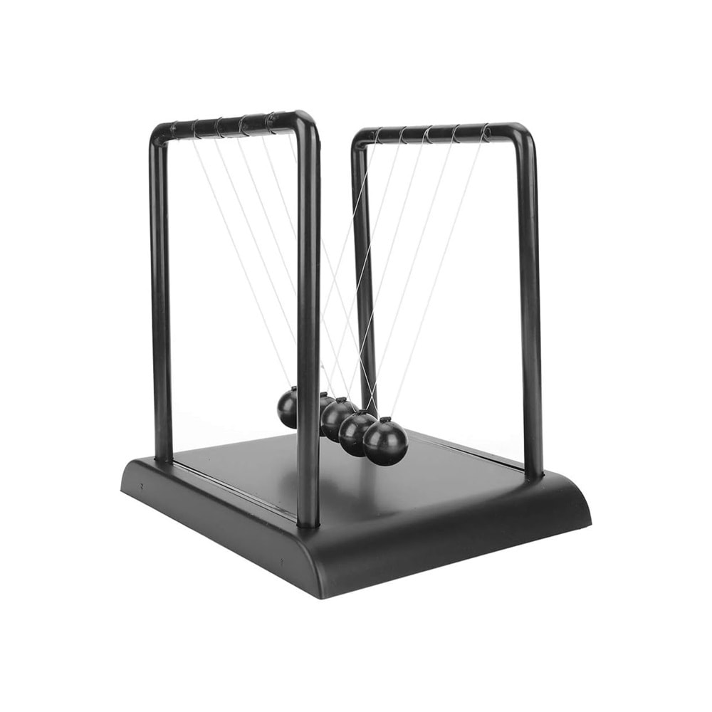 Newton Balans Denge Topu – Orta Boy Siyah Masaüstü Dekoratif ve Stres Giderici Aksesuar