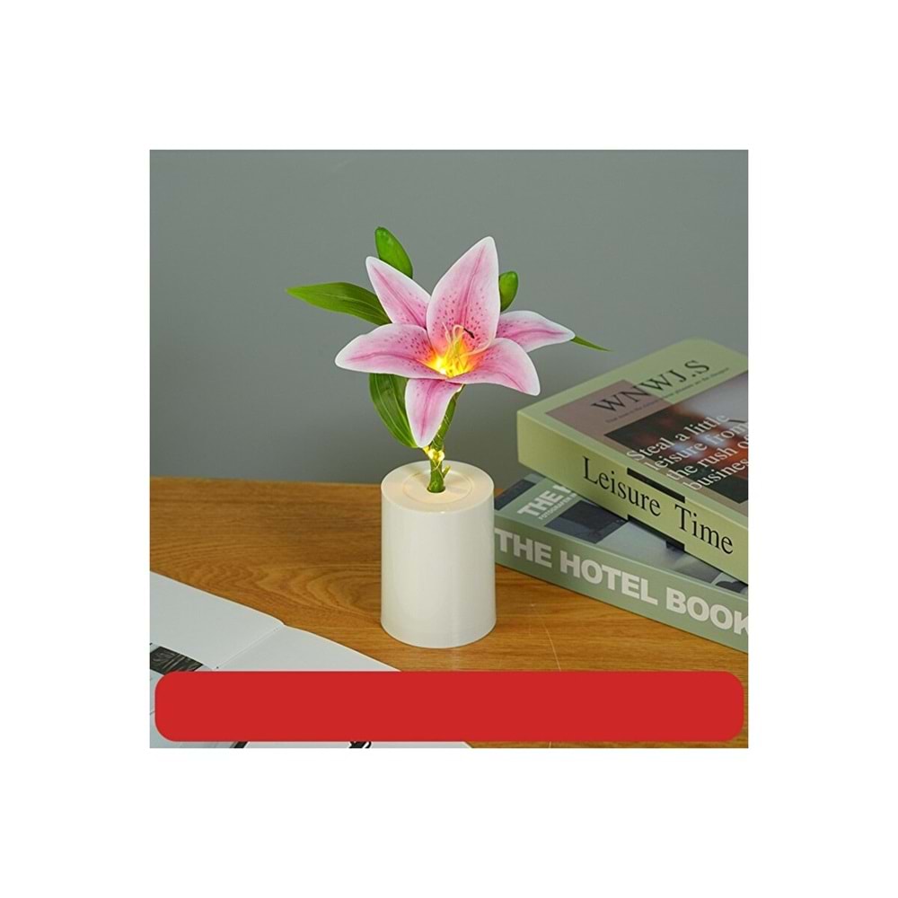 Zambak Gece Lambası Yaratıcı Dekorasyon Çiçek Yatak Odası Dekorasyon LED Çiçek Buketi 28 cm X 7,5 cm