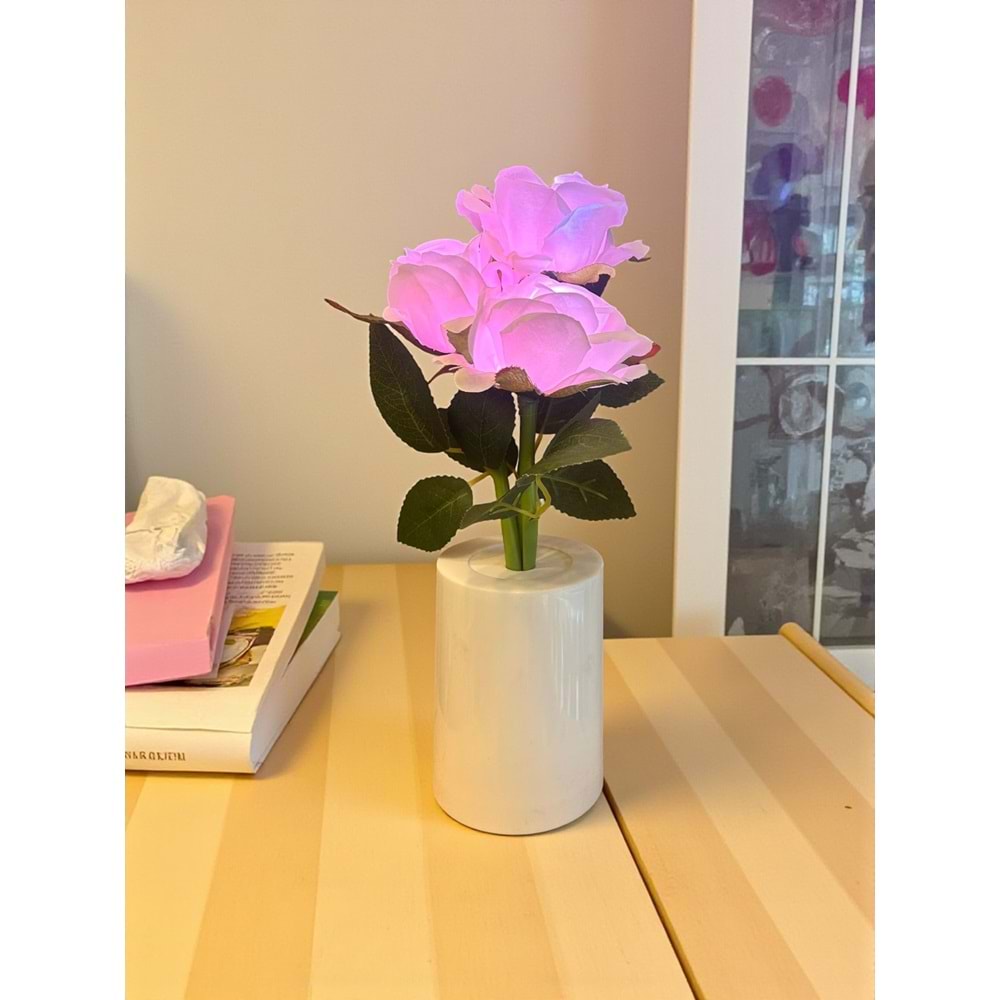 Güllü Dekoratif Led Işıklı Lamba 27 cm x 8 cm