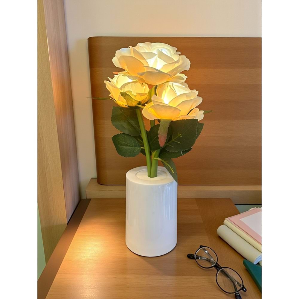 Güllü Dekoratif Led Işıklı Lamba 27 cm x 8 cm