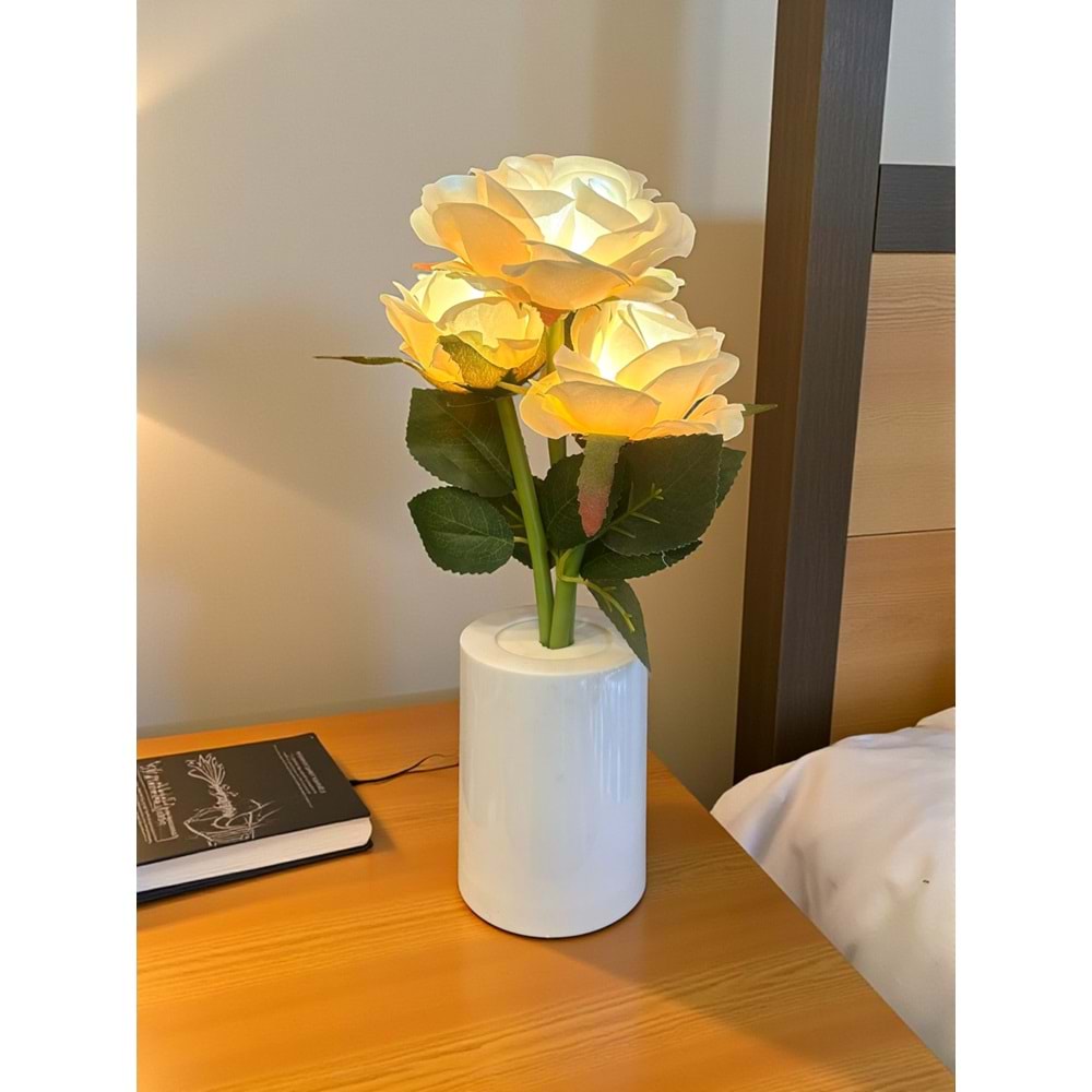 Güllü Dekoratif Led Işıklı Lamba 27 cm x 8 cm