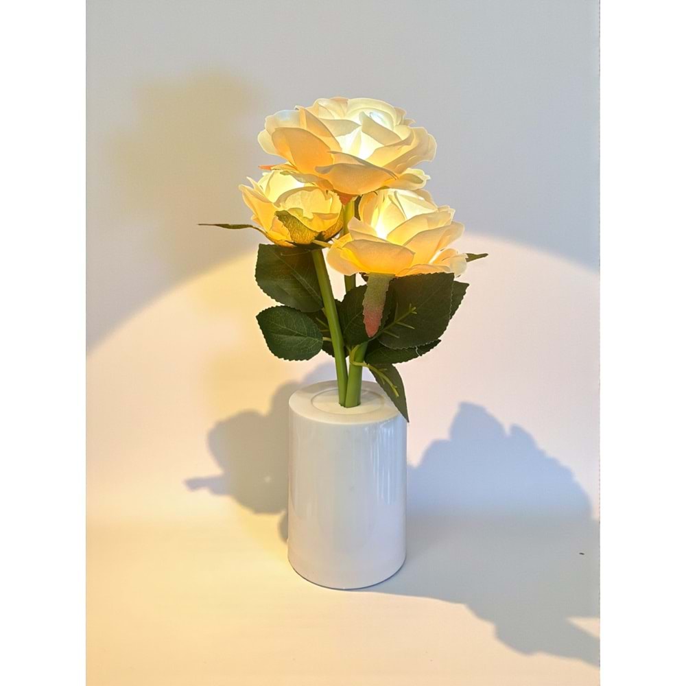 Güllü Dekoratif Led Işıklı Lamba 27 cm x 8 cm