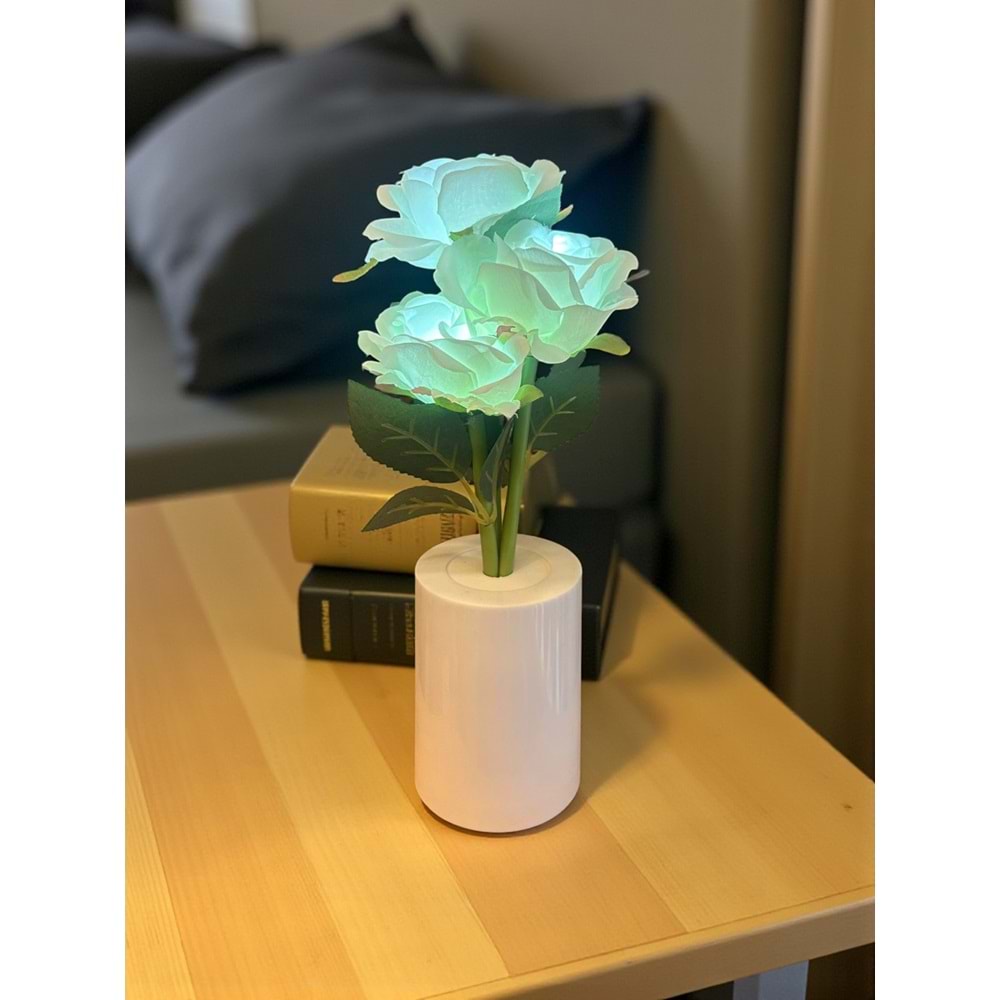 Güllü Dekoratif Led Işıklı Lamba 27 cm x 8 cm