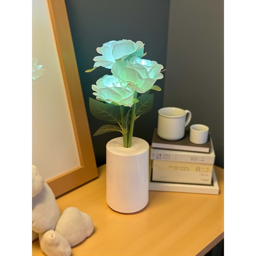 Güllü Dekoratif Led Işıklı Lamba 27 cm x 8 cm