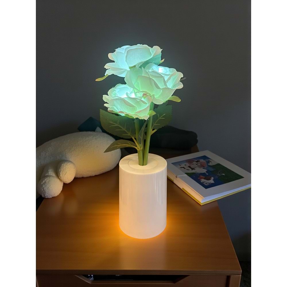 Güllü Dekoratif Led Işıklı Lamba 27 cm x 8 cm