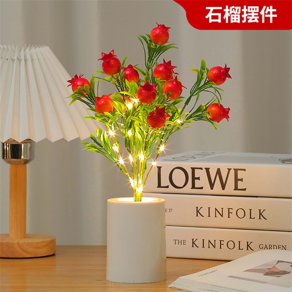 Bereket Getiren Nar Tasarımlı Dekoratif Led Işıklı Lamba 27 cm x 8 cm