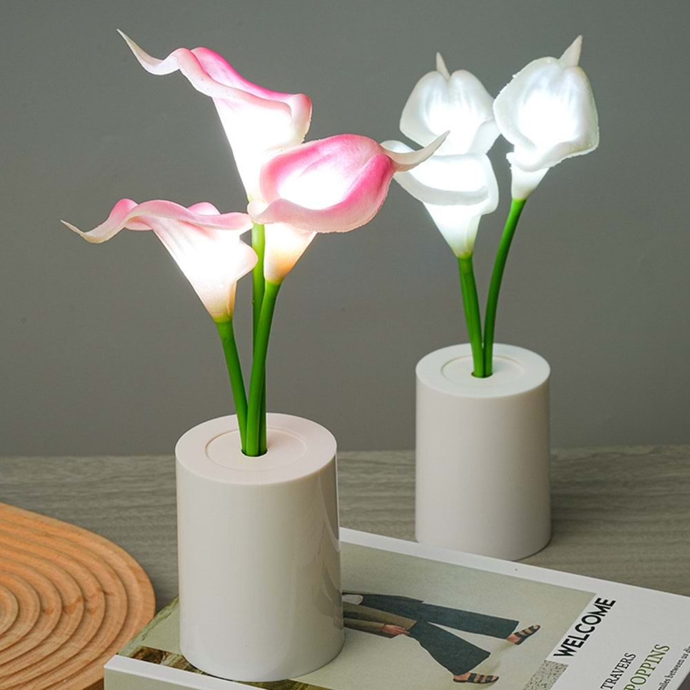 Zambak Tasarımlı Dekoratif Led Işıklı Lamba 27,5 cm x 7,5 cm