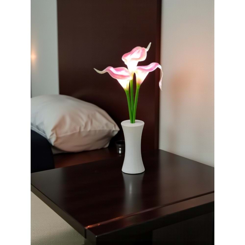 Zambak Tasarımlı Dekoratif Led Işıklı Lamba 27,5 cm x 7,5 cm