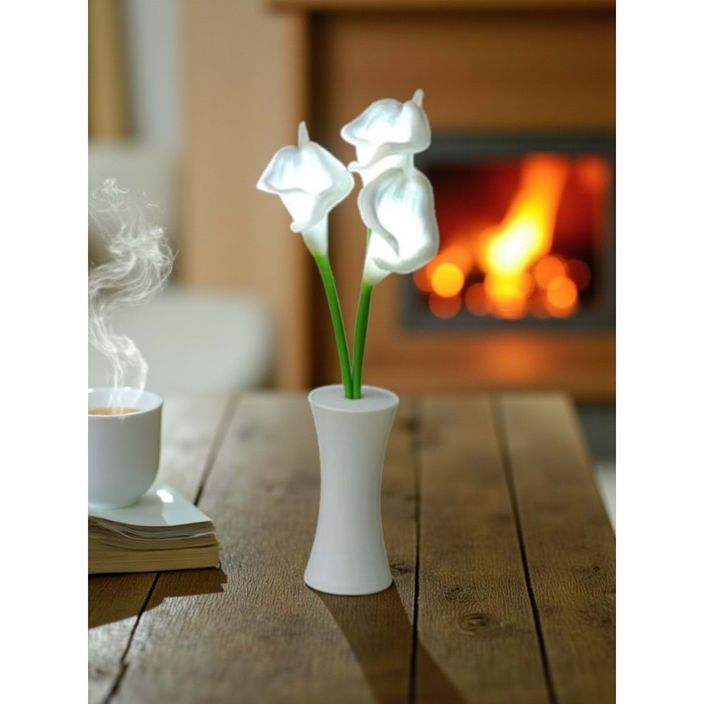 Zambak Tasarımlı Dekoratif Led Işıklı Lamba 27,5 cm x 7,5 cm