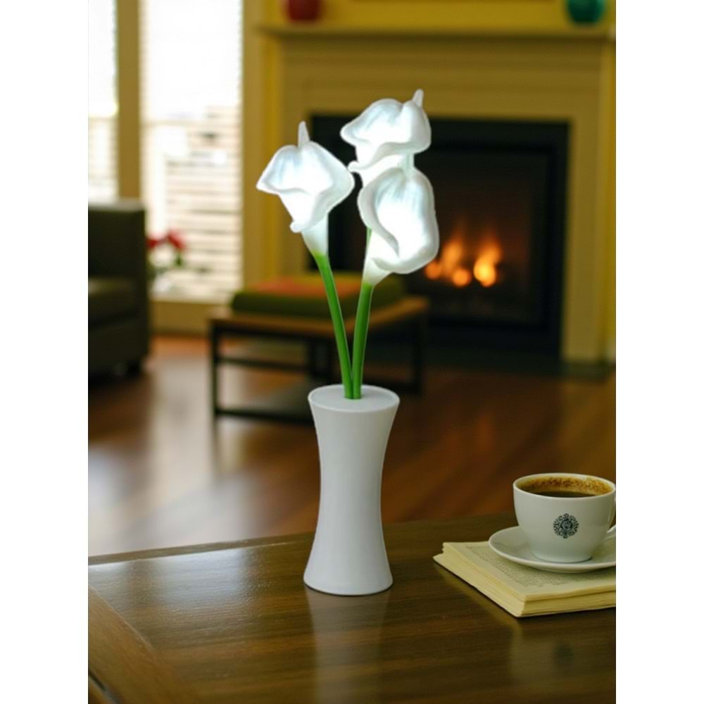 Zambak Tasarımlı Dekoratif Led Işıklı Lamba 27,5 cm x 7,5 cm