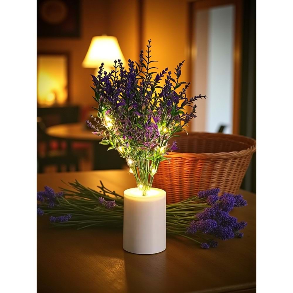 Lavanta Tasarımlı Dekoratif Led Işıklı Lamba 30 cm x 8 cm