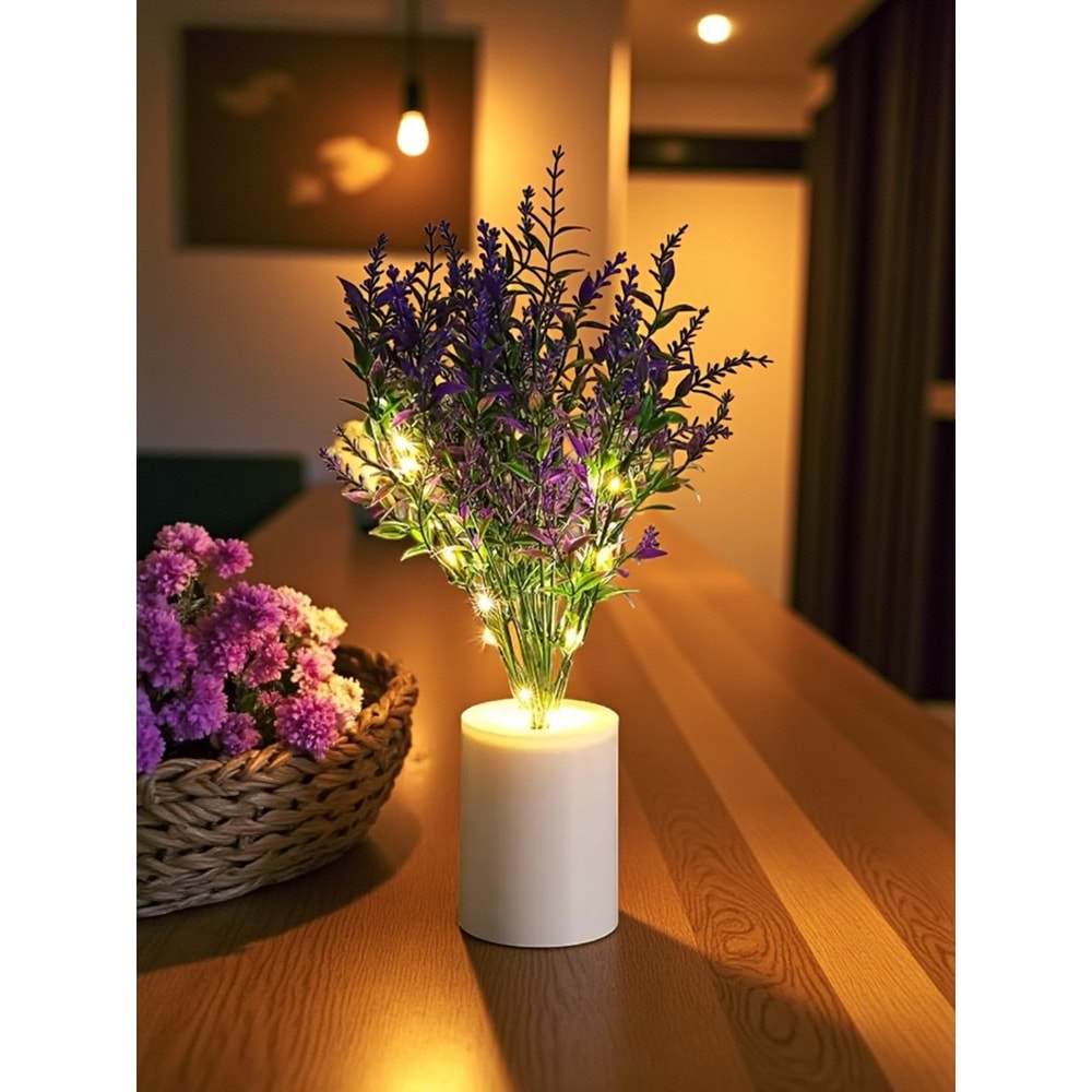 Lavanta Tasarımlı Dekoratif Led Işıklı Lamba 30 cm x 8 cm