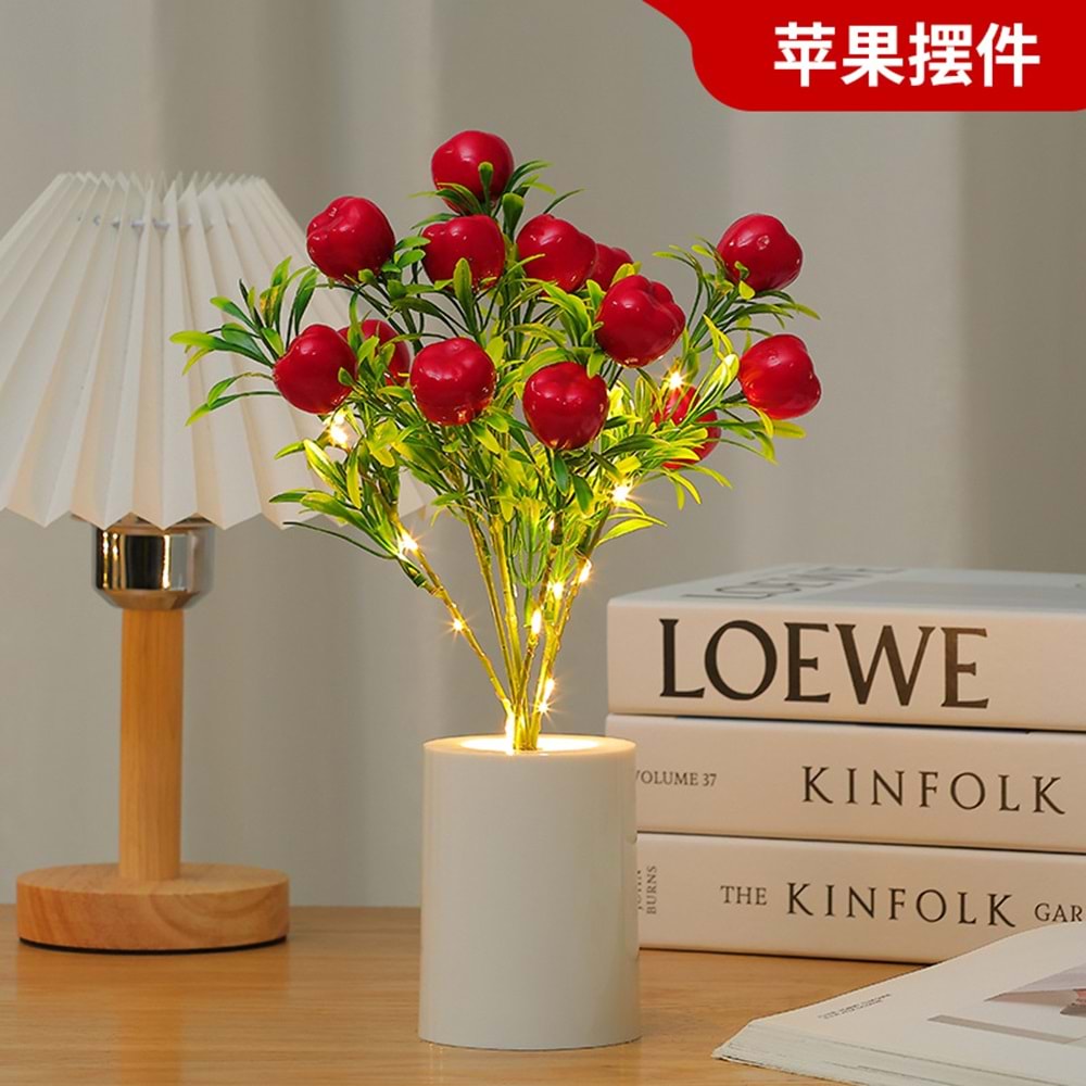Işıklı Elma Ağacı Tasarımlı Dekoratif Gece Lambası 30 cm x 7,5 cm