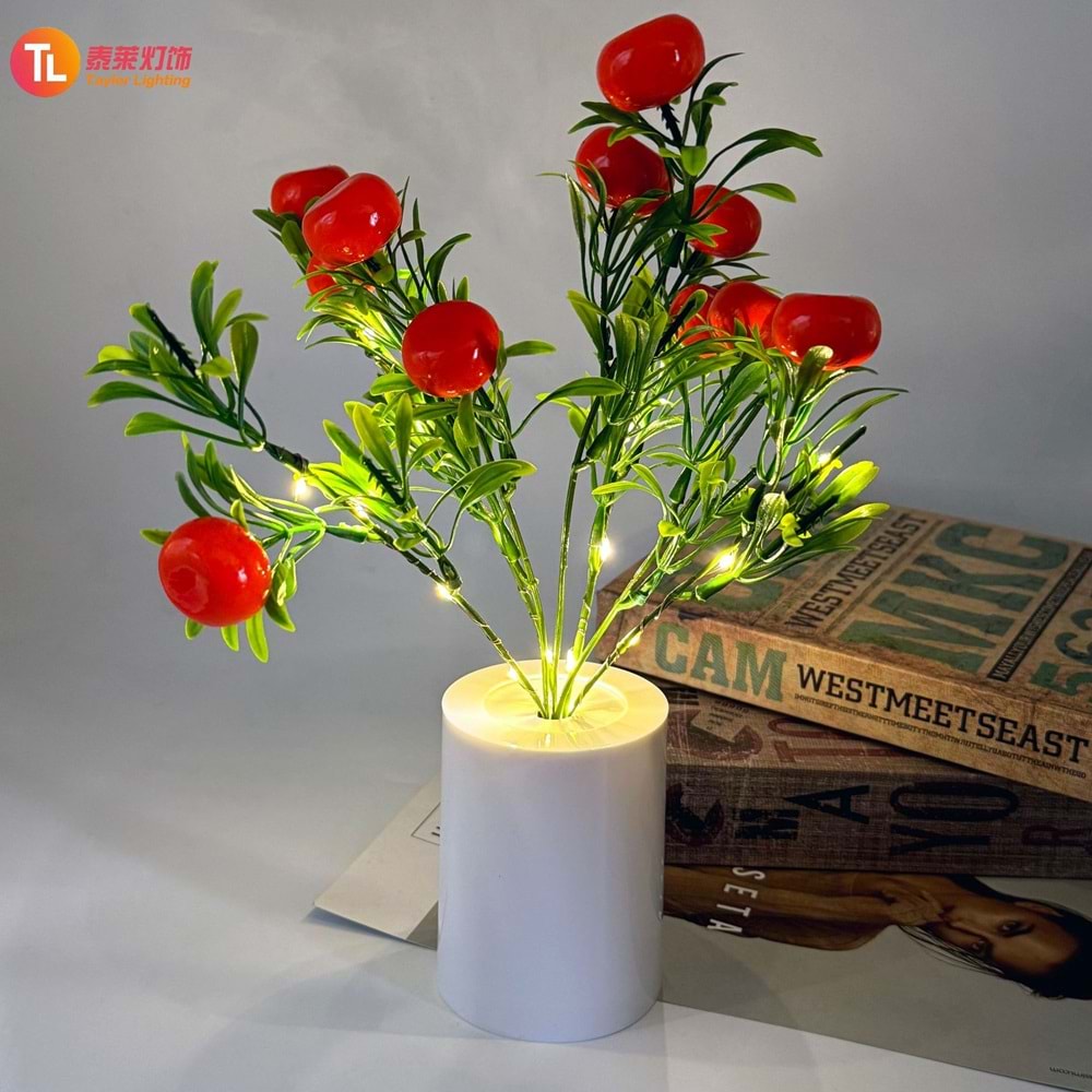 Evine Akdeniz Güneşi Doğsun Işıklı Portakal Ağacı Dekoratif Lamba 28 cm x 7,5 cm