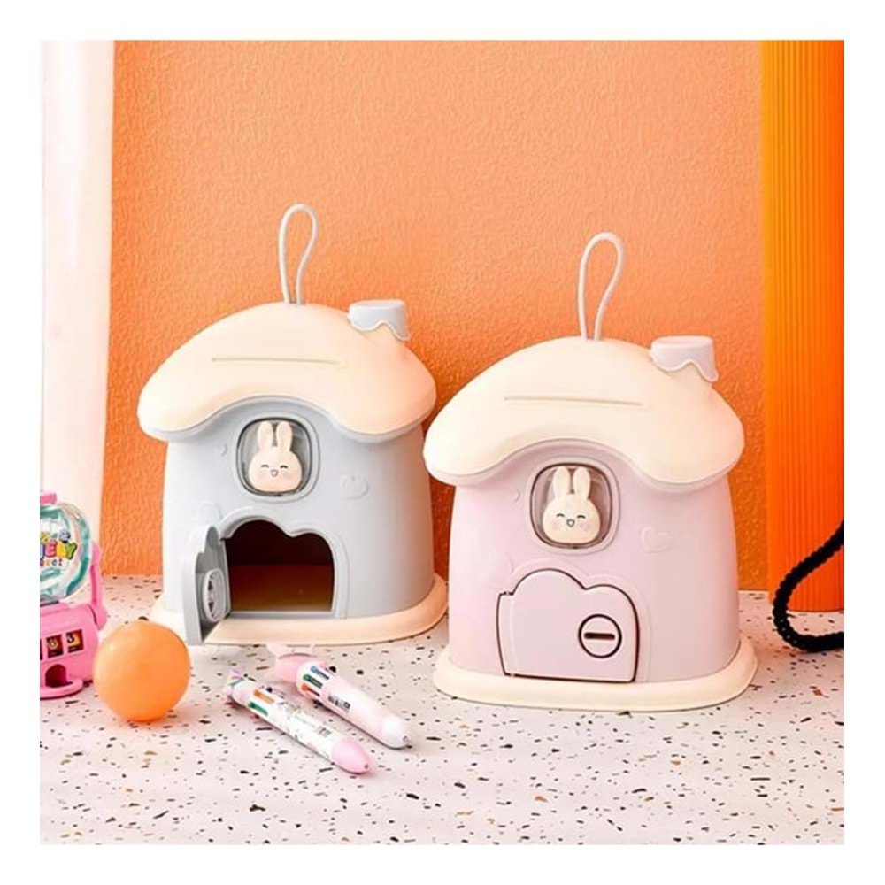 LED Işıklı Sevimli Ev Kumbara + Sticker Hediyeli – Çocuk Gece Lambası ve Biblo