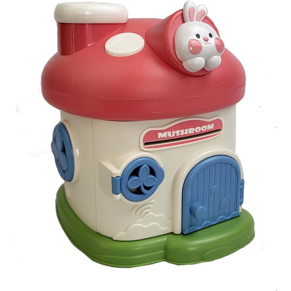 Anahtarlı Mantar Ev Kumbara – Sevimli Tavşan Figürlü Çocuk Tasarruf Kutusu 20 cm x 20 cm x 23 cm