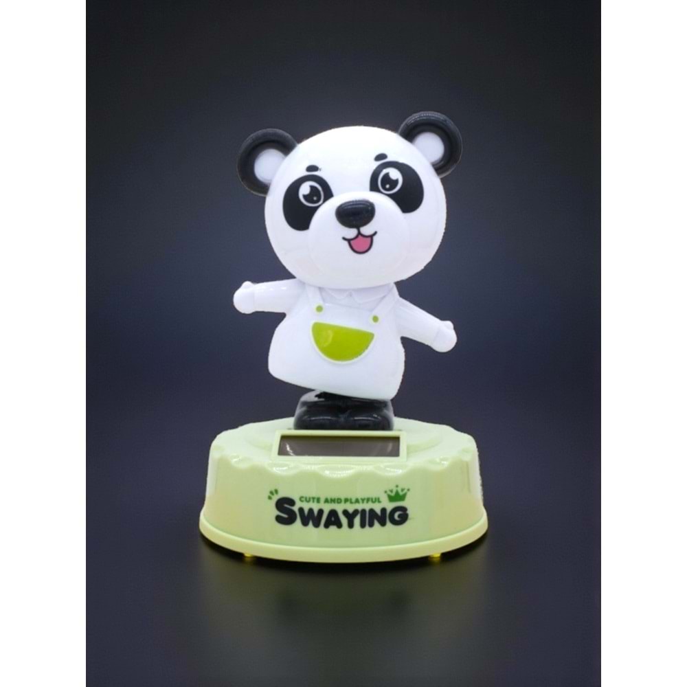 Panda Figürlü Solar Enerjili Sallanan Biblo - Araba ve Masa Dekoru (12.5 cm)