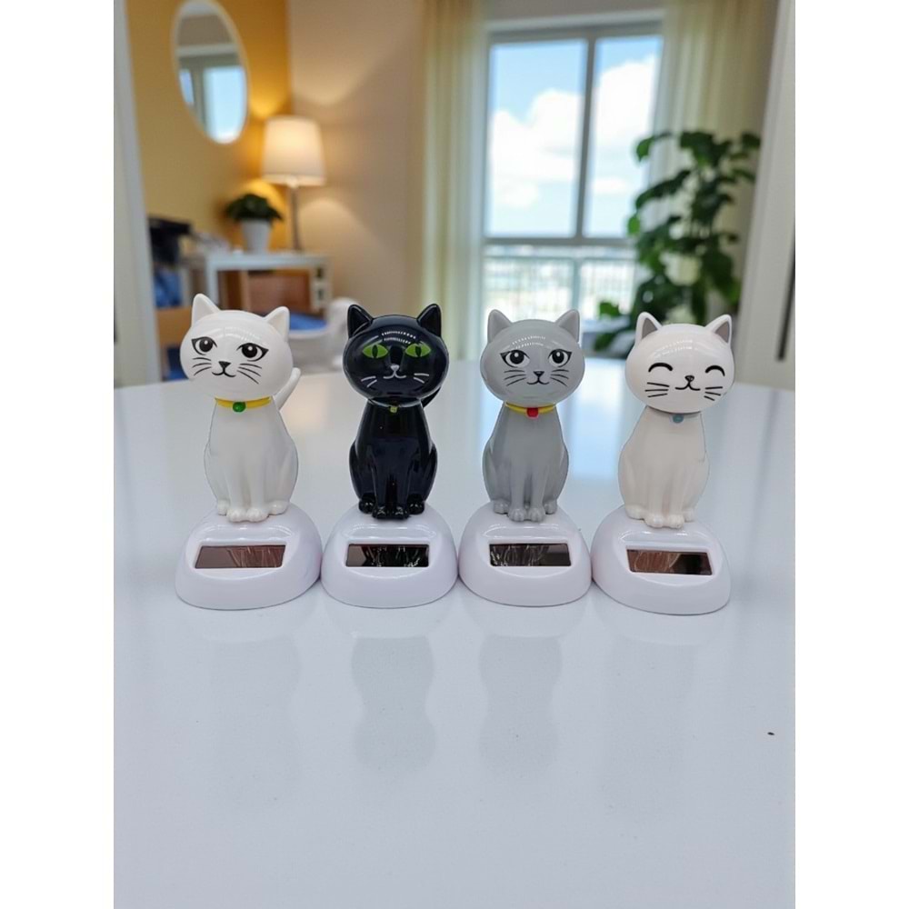 Sevimli Güneş Enerjili Sallanan Kedi – Solar Dans Oyuncağı (10 cm)