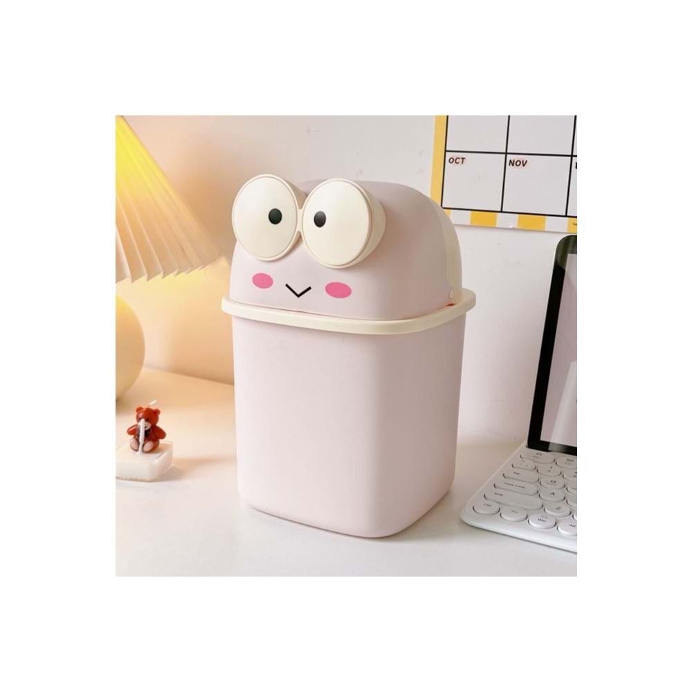 Pembe Renk Kurbağa Kalemlik Masaüstü Düzenleyici 21x14.5x14.8 cm Sert Plastik