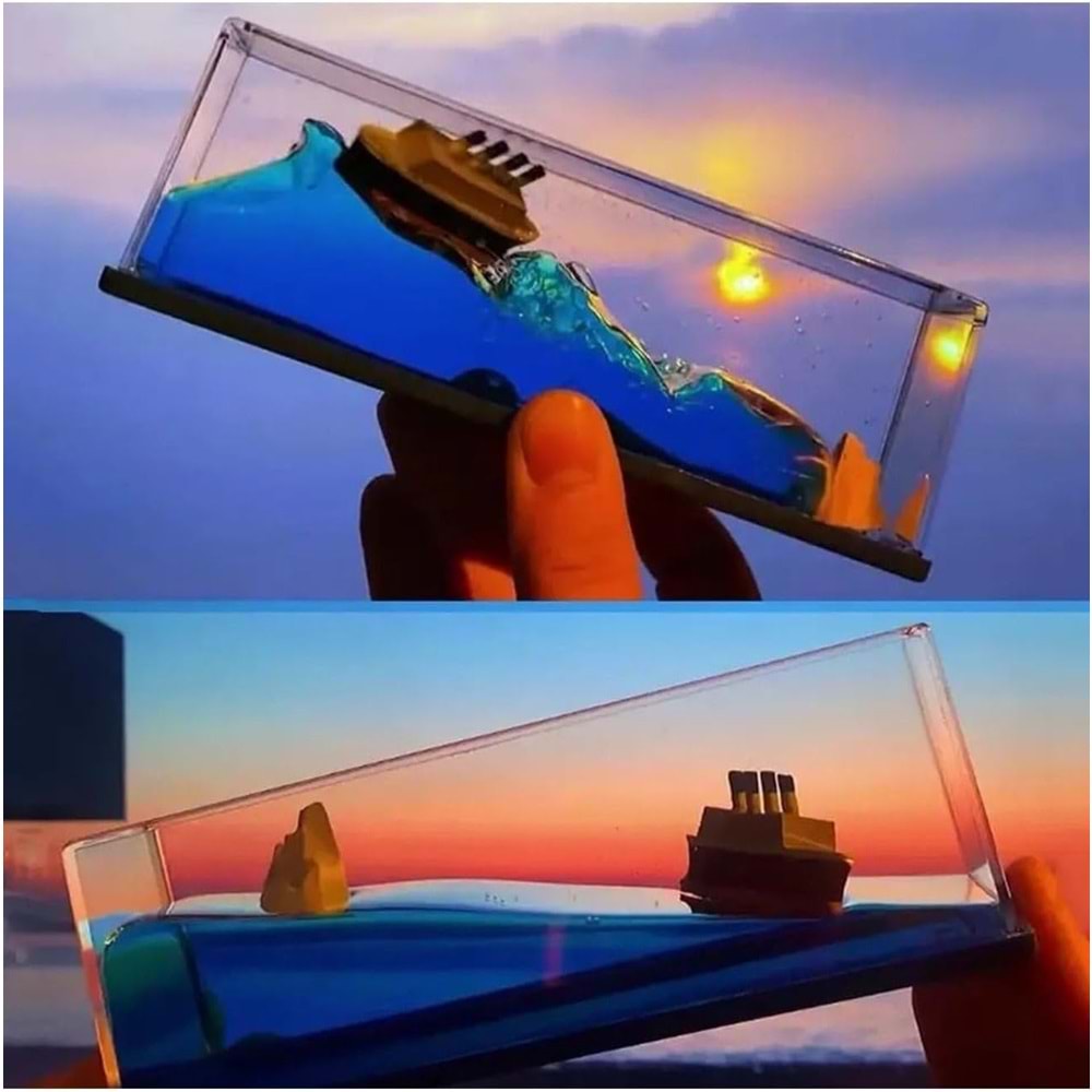 Batmayan Gemi Aşk Gemisi Hediyelik Aksesuar - Dinamik Sıvı Araç ve Masa Dekoru (15.2 cm)