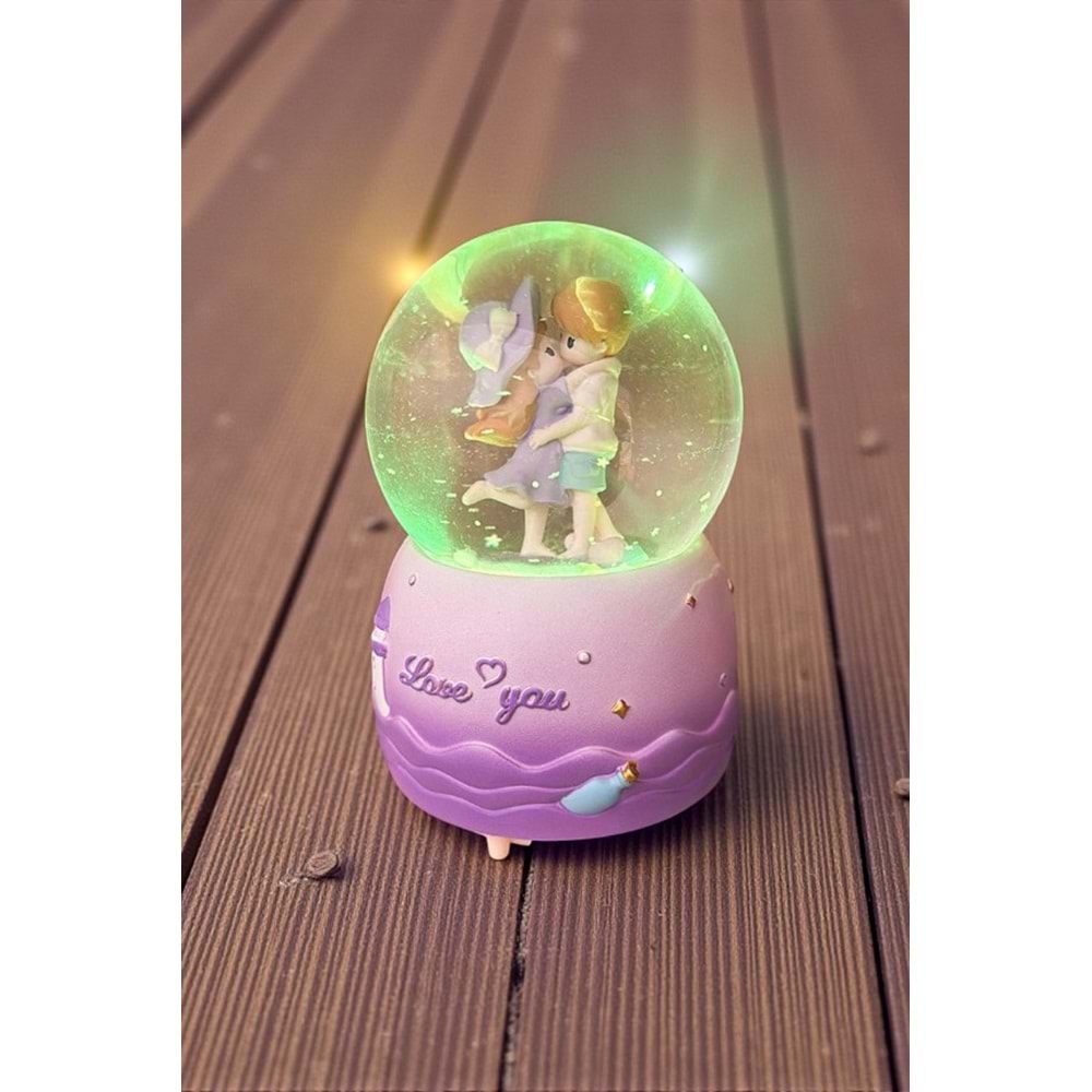 Aşıklar Işıklı & Müzikli Kar Küresi – Otomatik Kar Püskürtmeli Büyük Boy