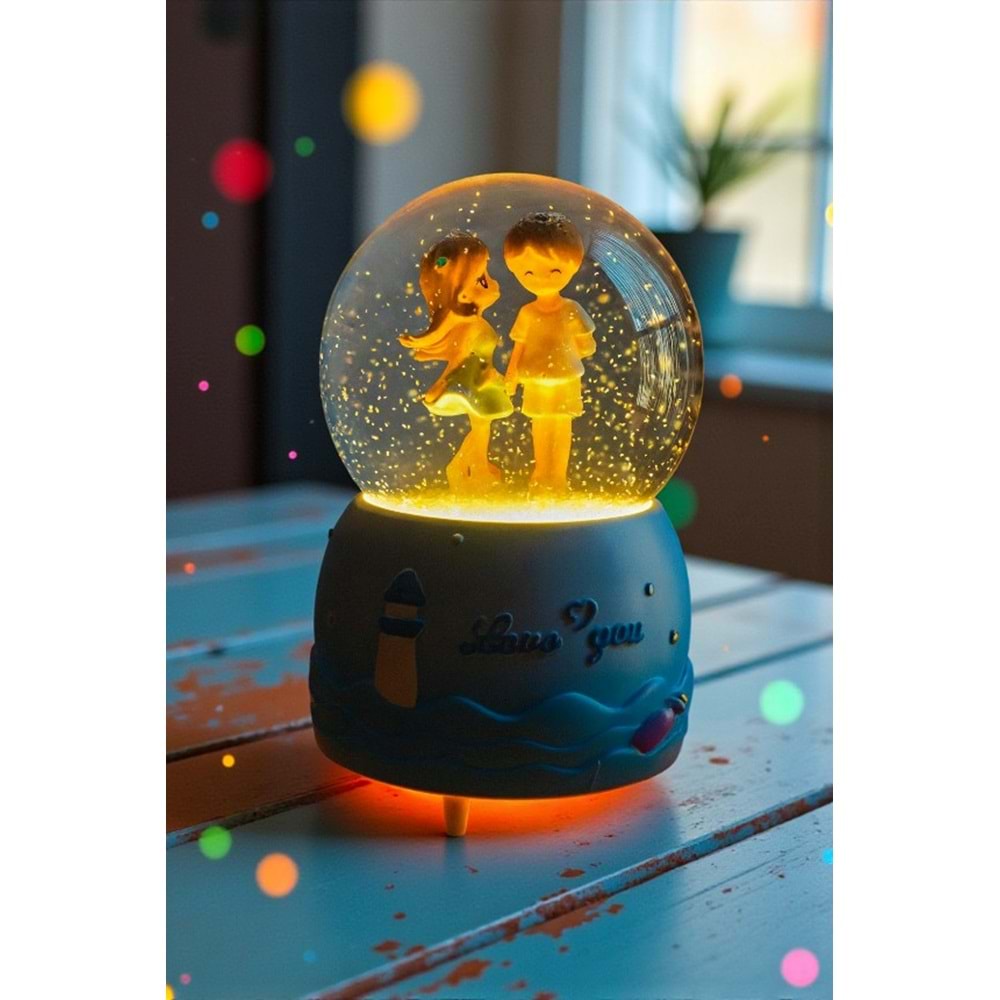 Aşıklar Işıklı & Müzikli Kar Küresi – Otomatik Kar Püskürtmeli Büyük Boy