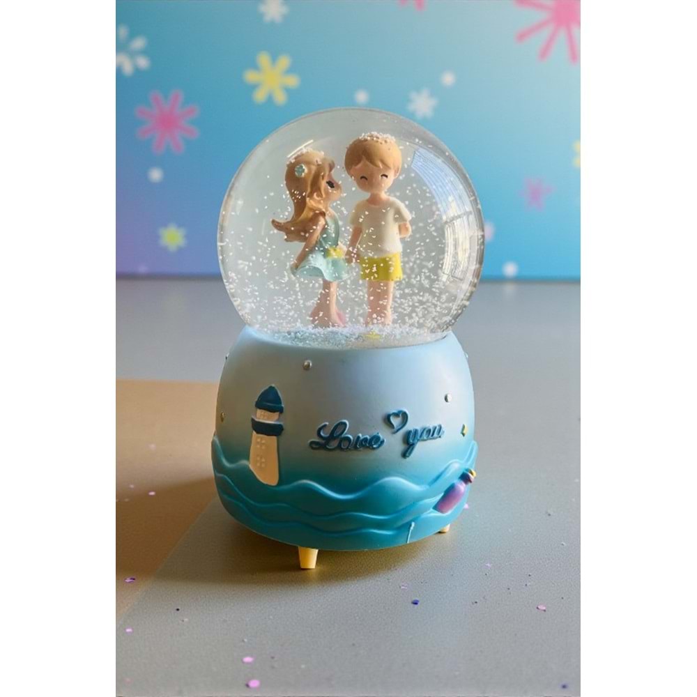 Aşıklar Işıklı & Müzikli Kar Küresi – Otomatik Kar Püskürtmeli Büyük Boy