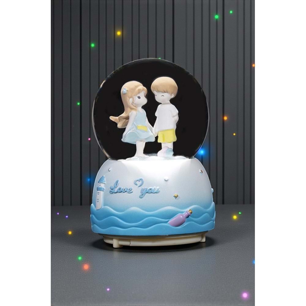 Aşıklar Işıklı & Müzikli Kar Küresi – Otomatik Kar Püskürtmeli Büyük Boy