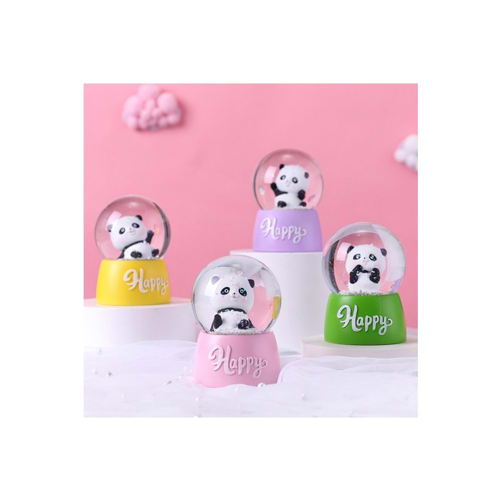 Sevimli Panda Tasarımlı Işıklı Kar Küresi – Çocuklar İçin Işıklı 9,2x6,7 cm