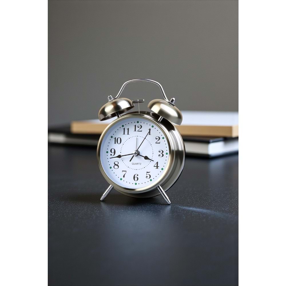 Büyük Boy Metal Çalar Saat | Şık ve Dekoratif Masa Saati