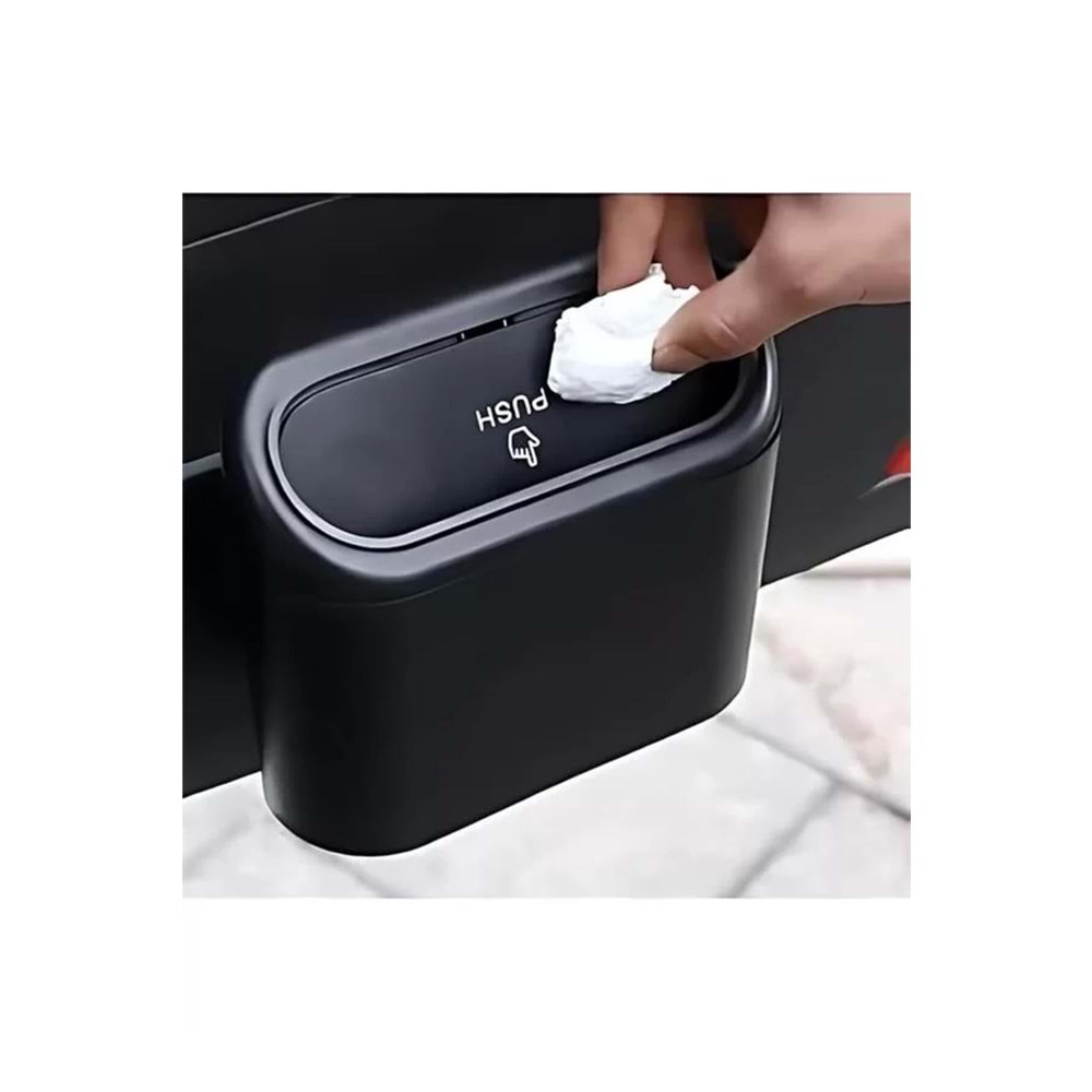 Araba Çöp Kutusu Araç İçi Taşınabilir Kapaklı Organizer Çöp Kovası İtme Kapaklı Kova