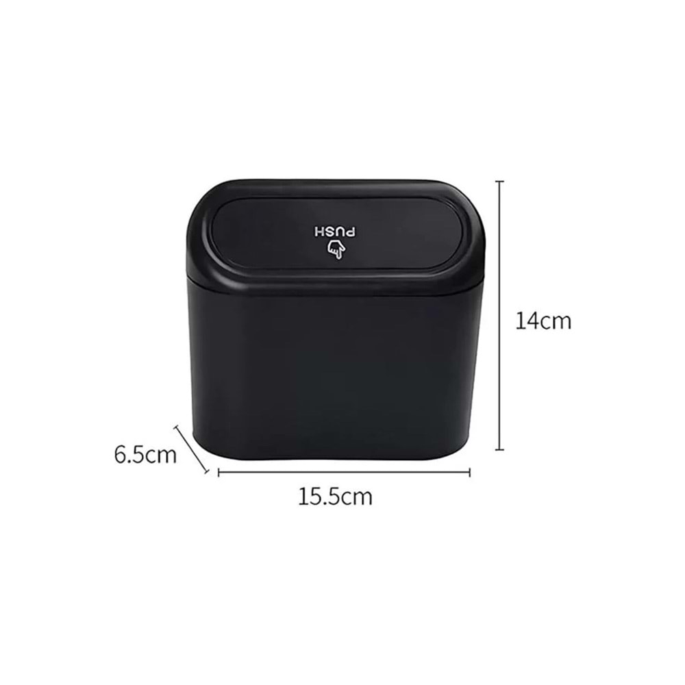 Araba Çöp Kutusu Araç İçi Taşınabilir Kapaklı Organizer Çöp Kovası İtme Kapaklı Kova