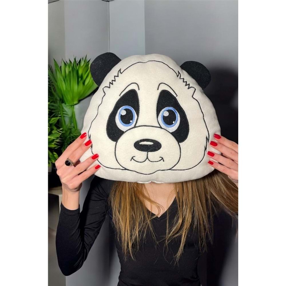 Panda Peluş Yastık Oyuncak 25 cm – Polar Kumaş, Elyaf Dolgulu, Sevimli Peluş