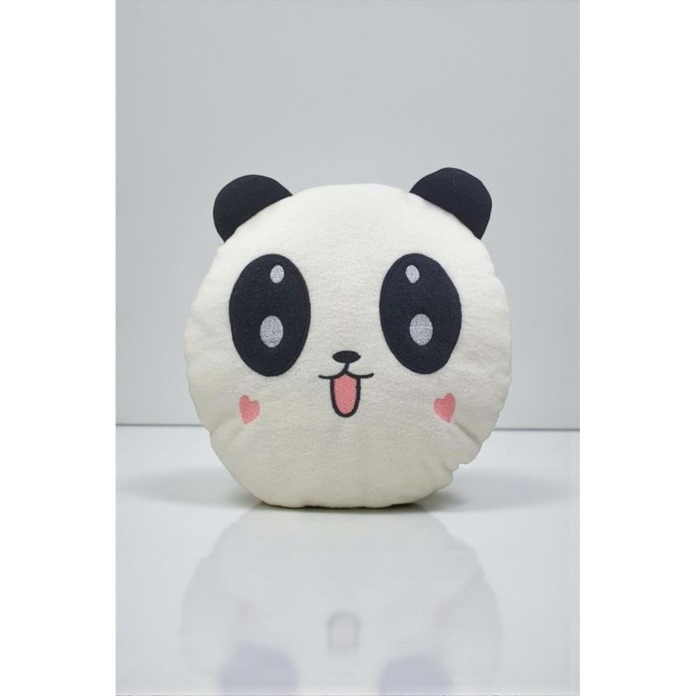 Peluş Panda Tasarımlı Yastık 30 cm – Yumuşak Elyaf Dolgulu Polar Kumaş