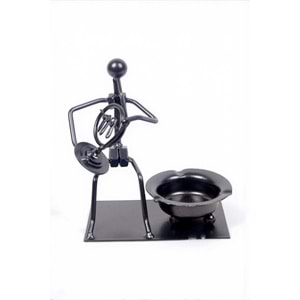 Müzisyen Vintage Dekoratif Metal Vida Somun Tasarım Kül Tablası 16 X 13 cm
