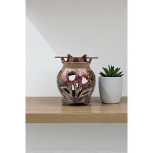 Seramik Lale Çiçek Tasarımlı Buhurdanlık – Dekoratif Aromaterapi ve Uçucu Yağ Yakıcı