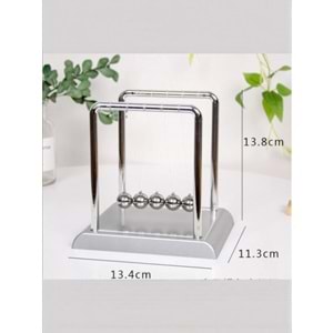 Newton Balans Denge Topu – Orta Boy Gümüş Renk Masaüstü Dekoratif ve Stres Giderici Aksesuar