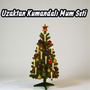 Alevsiz Mandallı Şamdan Mum 8 li Set Uzaktan Kumandalı Noel Özel Gün İçin 13 cm
