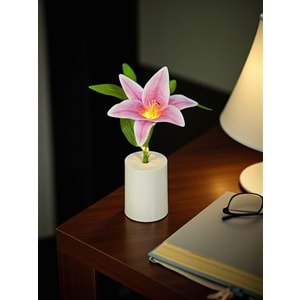 Zambak Gece Lambası Yaratıcı Dekorasyon Çiçek Yatak Odası Dekorasyon LED Çiçek Buketi 28 cm X 7,5 cm