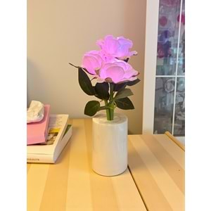 Güllü Dekoratif Led Işıklı Lamba 27 cm x 8 cm