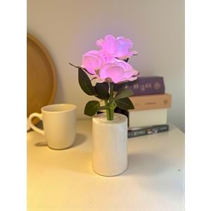 Güllü Dekoratif Led Işıklı Lamba 27 cm x 8 cm