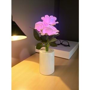 Güllü Dekoratif Led Işıklı Lamba 27 cm x 8 cm